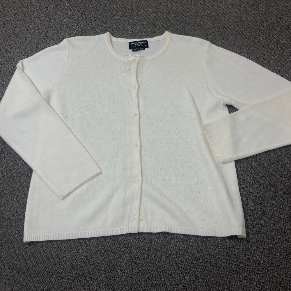 Saint Tropez Wear Shirt Womens Large L Casual Button Up Front Long Sleeve White